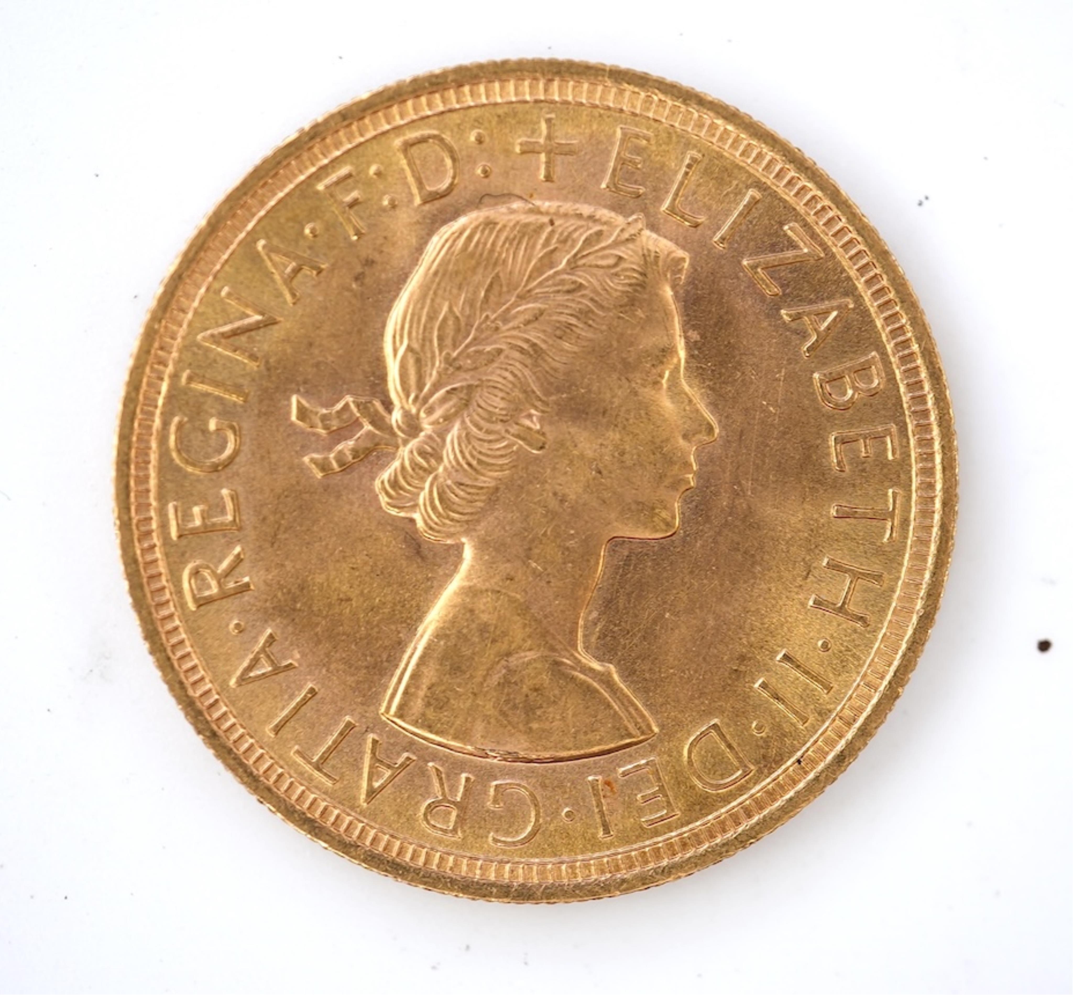 An Elizabeth II sovereign coin